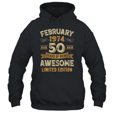 50 Years Awesome Vintage February 1974 50th Birthday Shirt & Hoodie | siriusteestore