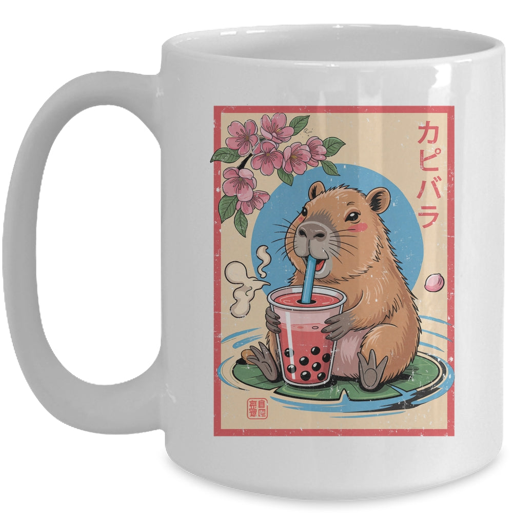 Anime Capybara Graphic Tees Kawaii Japanese Vintage Capybara Mug | siriusteestore