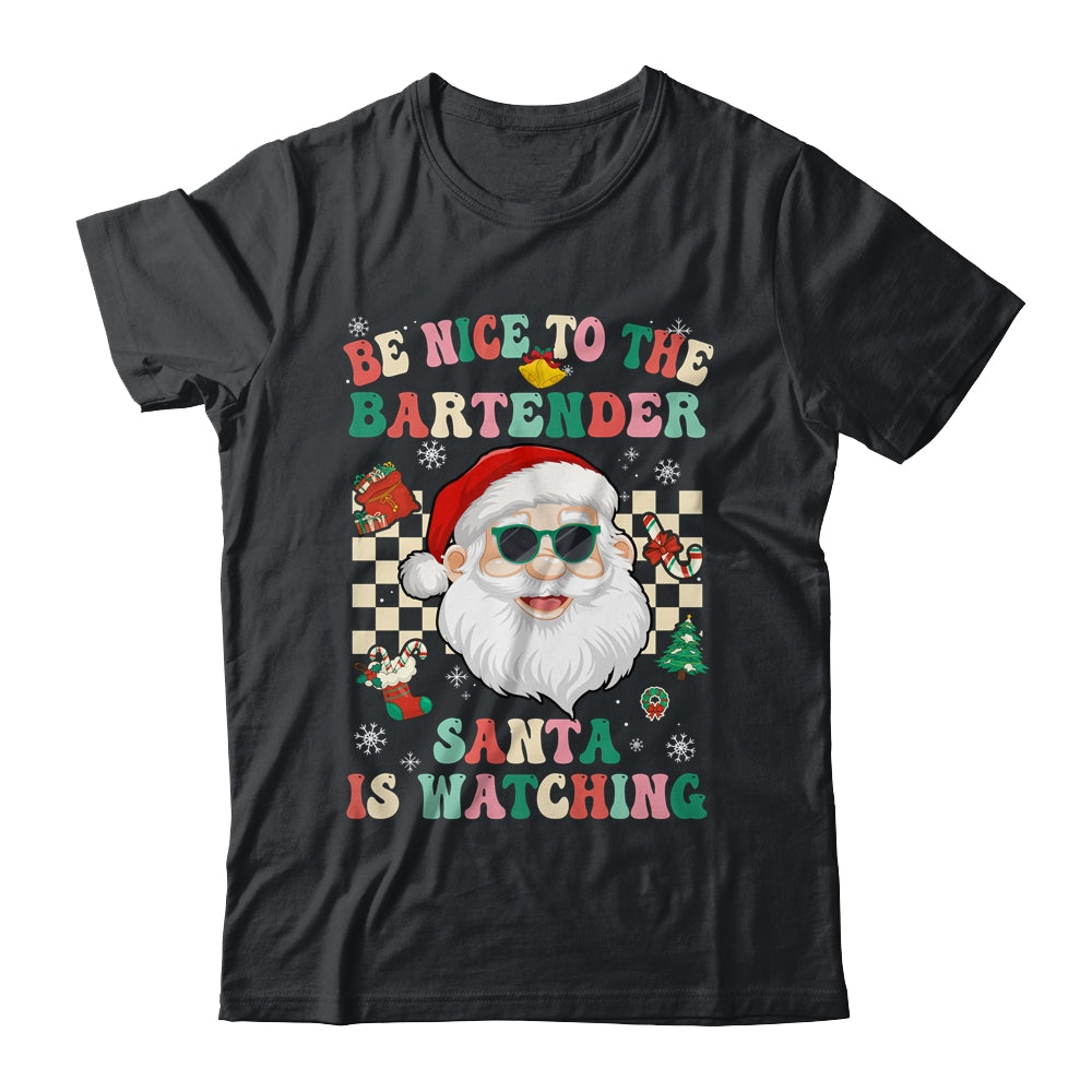 Be Nice To The Bartender Santa Christmas Xmas Groovy Shirt & Sweatshirt | siriusteestore