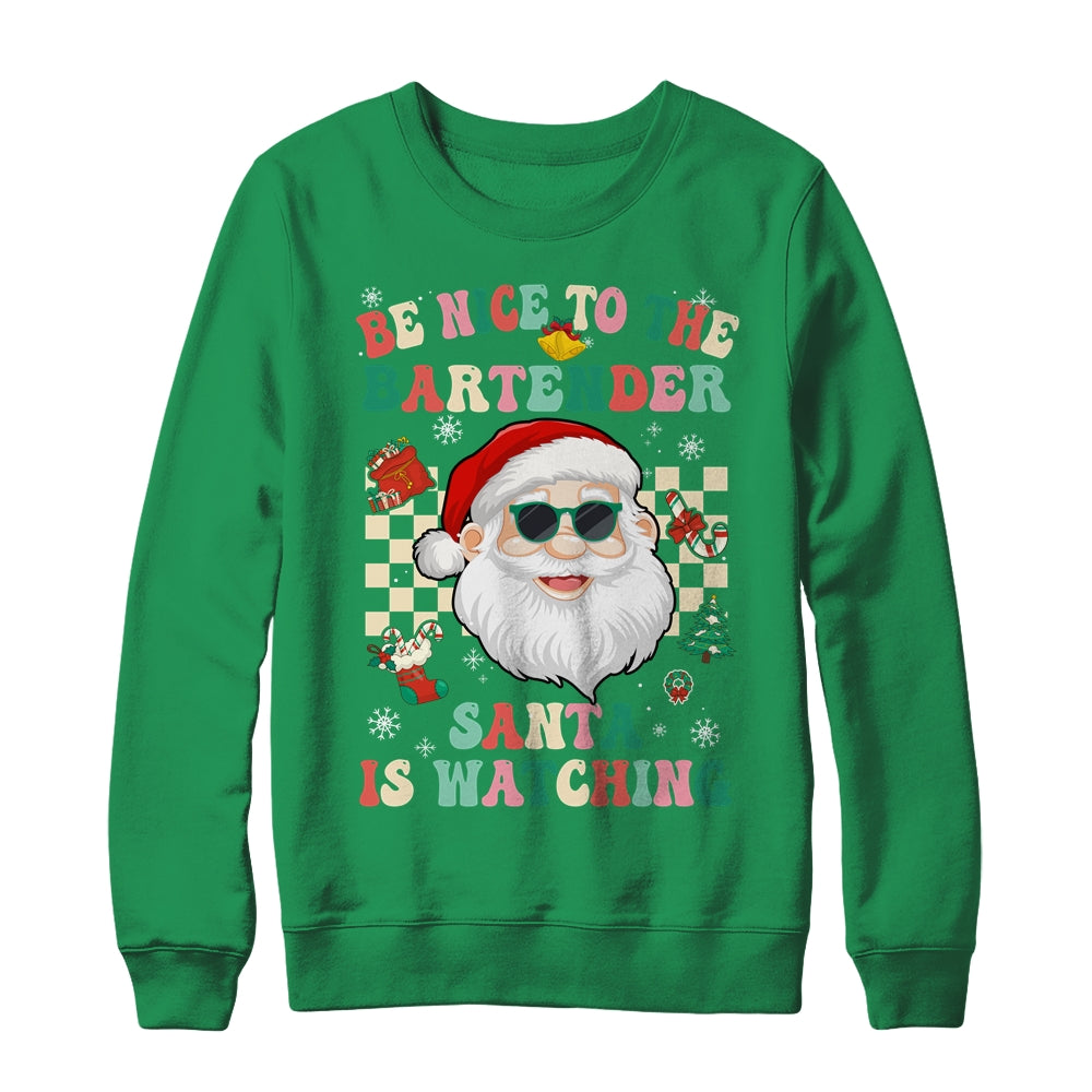 Be Nice To The Bartender Santa Christmas Xmas Groovy Shirt & Sweatshirt | siriusteestore