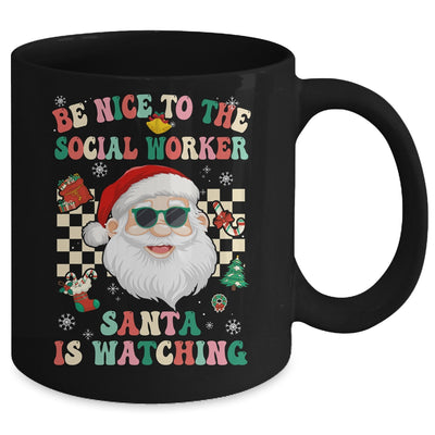 Be Nice To The Social Worker Santa Christmas Xmas Groovy Mug | siriusteestore