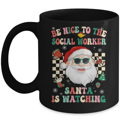 Be Nice To The Social Worker Santa Christmas Xmas Groovy Mug | siriusteestore