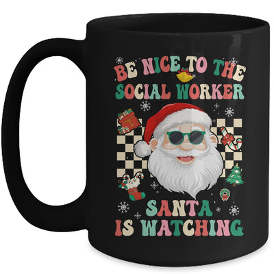 Be Nice To The Social Worker Santa Christmas Xmas Groovy Mug | siriusteestore