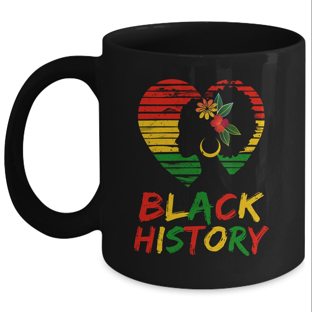Black History Month African Pride American Heart Women Mug | siriusteestore