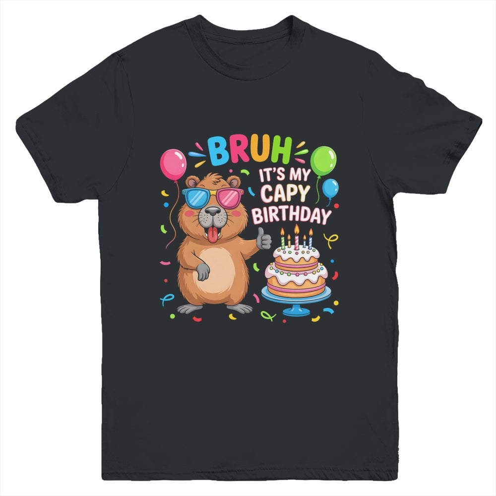 Capy Birthday Capybara BRUH Cute Happy Birthday Boys Girls Youth Shirt | siriusteestore