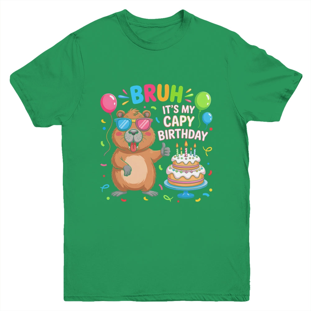 Capy Birthday Capybara BRUH Cute Happy Birthday Boys Girls Youth Shirt | siriusteestore