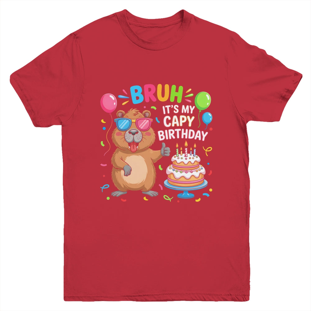 Capy Birthday Capybara BRUH Cute Happy Birthday Boys Girls Youth Shirt | siriusteestore