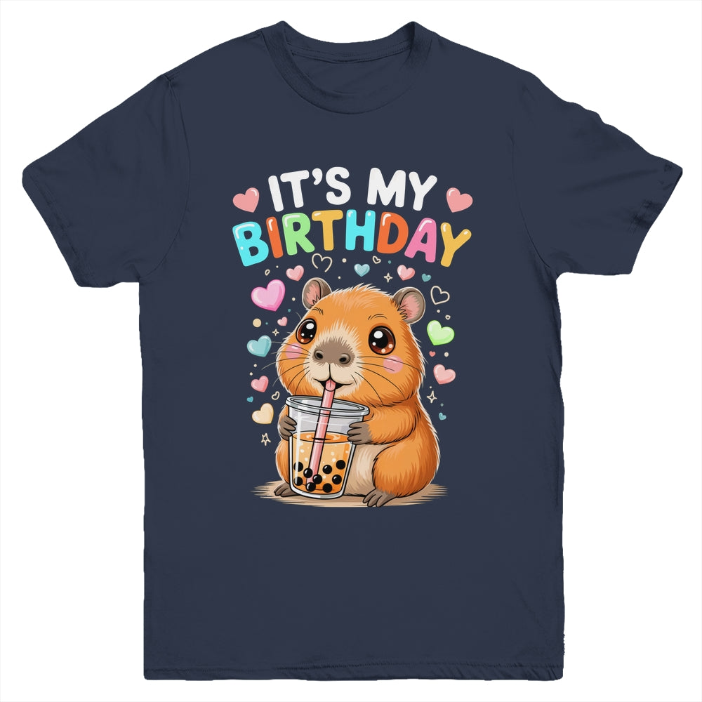 Capybara Birthday Graphic Kids Cute Capibara Its My Birthday Youth Shirt | siriusteestore