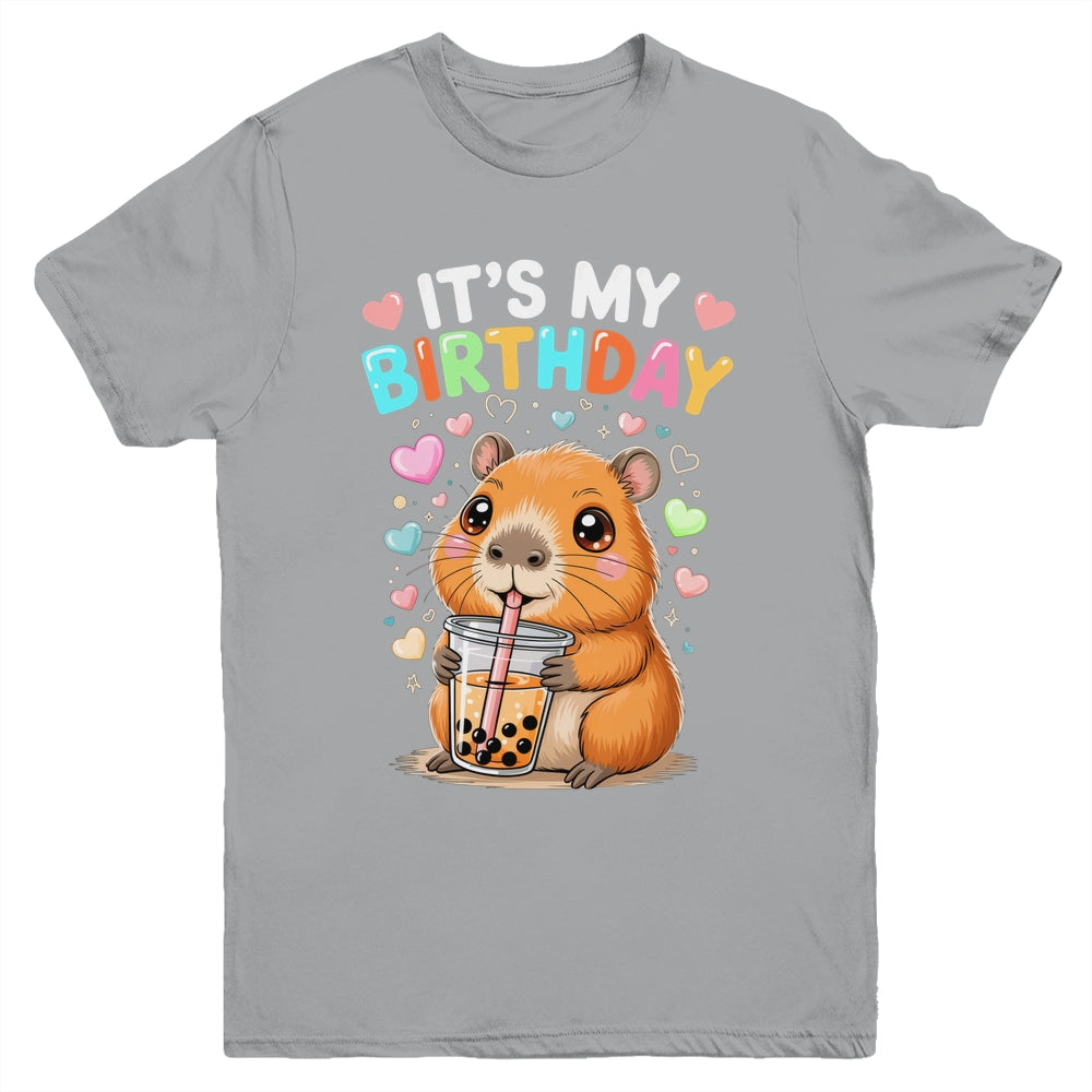 Capybara Birthday Graphic Kids Cute Capibara Its My Birthday Youth Shirt | siriusteestore