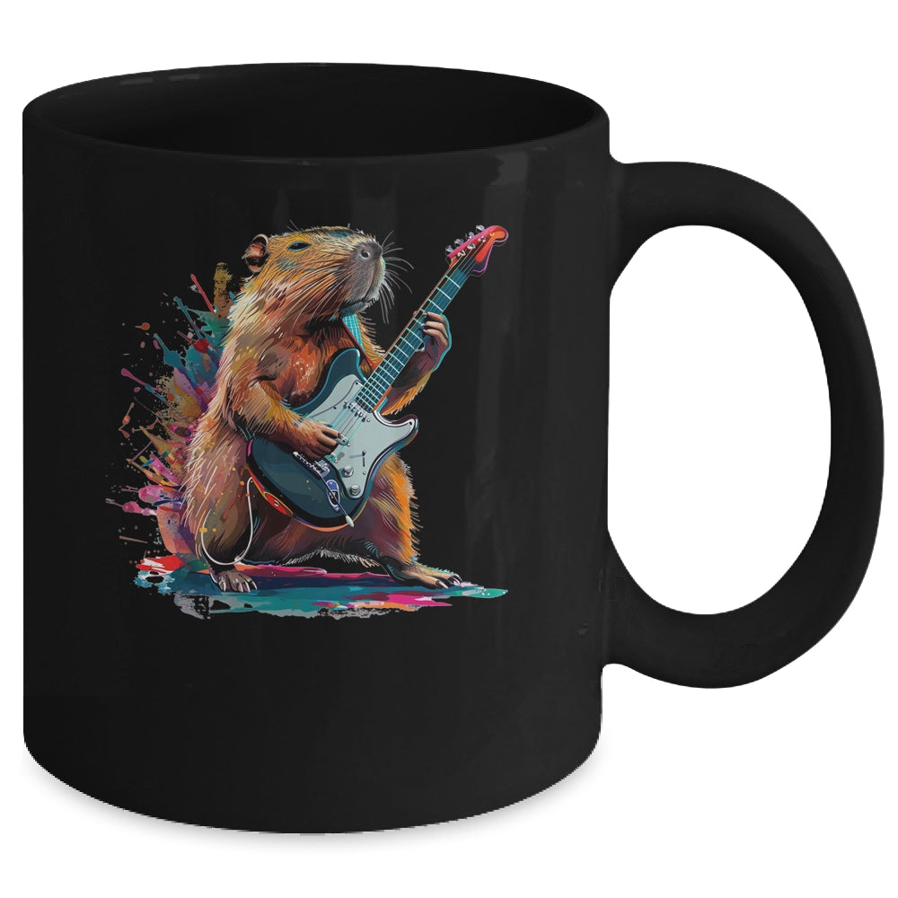 Capybara Playing Electric Guitar Funny Capybaras Lover Mug | siriusteestore