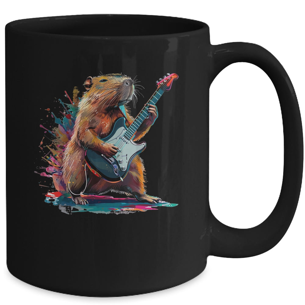 Capybara Playing Electric Guitar Funny Capybaras Lover Mug | siriusteestore