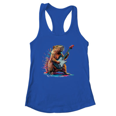 Capybara Playing Electric Guitar Funny Capybaras Lover Shirt & Tank Top | siriusteestore