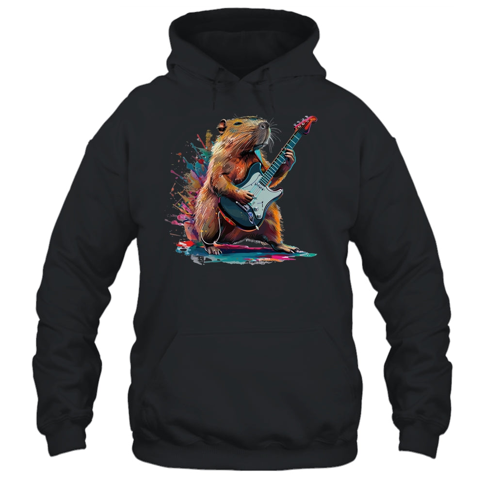 Capybara Playing Electric Guitar Funny Capybaras Lover Shirt & Tank Top | siriusteestore