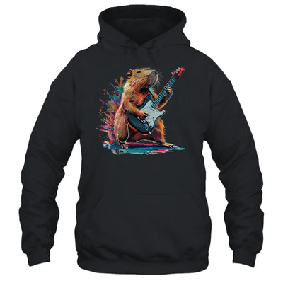 Capybara Playing Electric Guitar Funny Capybaras Lover Shirt & Tank Top | siriusteestore