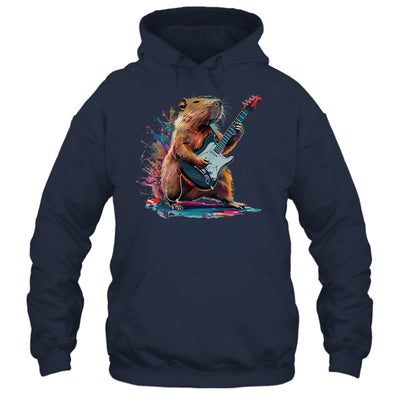 Capybara Playing Electric Guitar Funny Capybaras Lover Shirt & Tank Top | siriusteestore