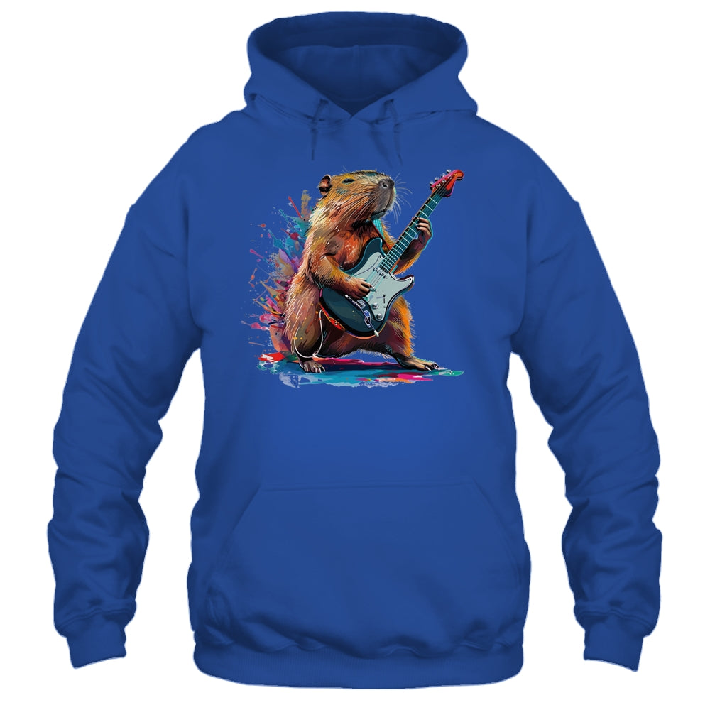 Capybara Playing Electric Guitar Funny Capybaras Lover Shirt & Tank Top | siriusteestore
