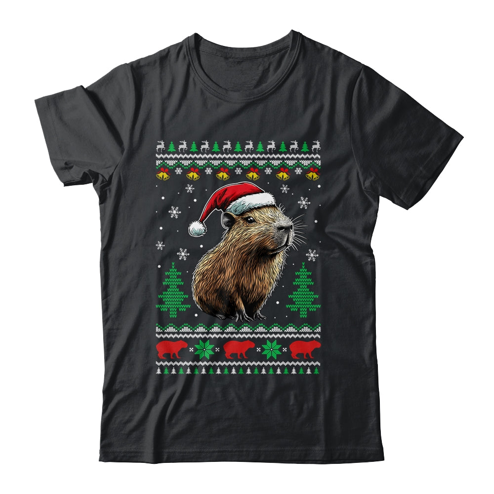 Capybara Santa Hat Ugly Christmas Capybara Lover Xmas Shirt & Sweatshirt | siriusteestore