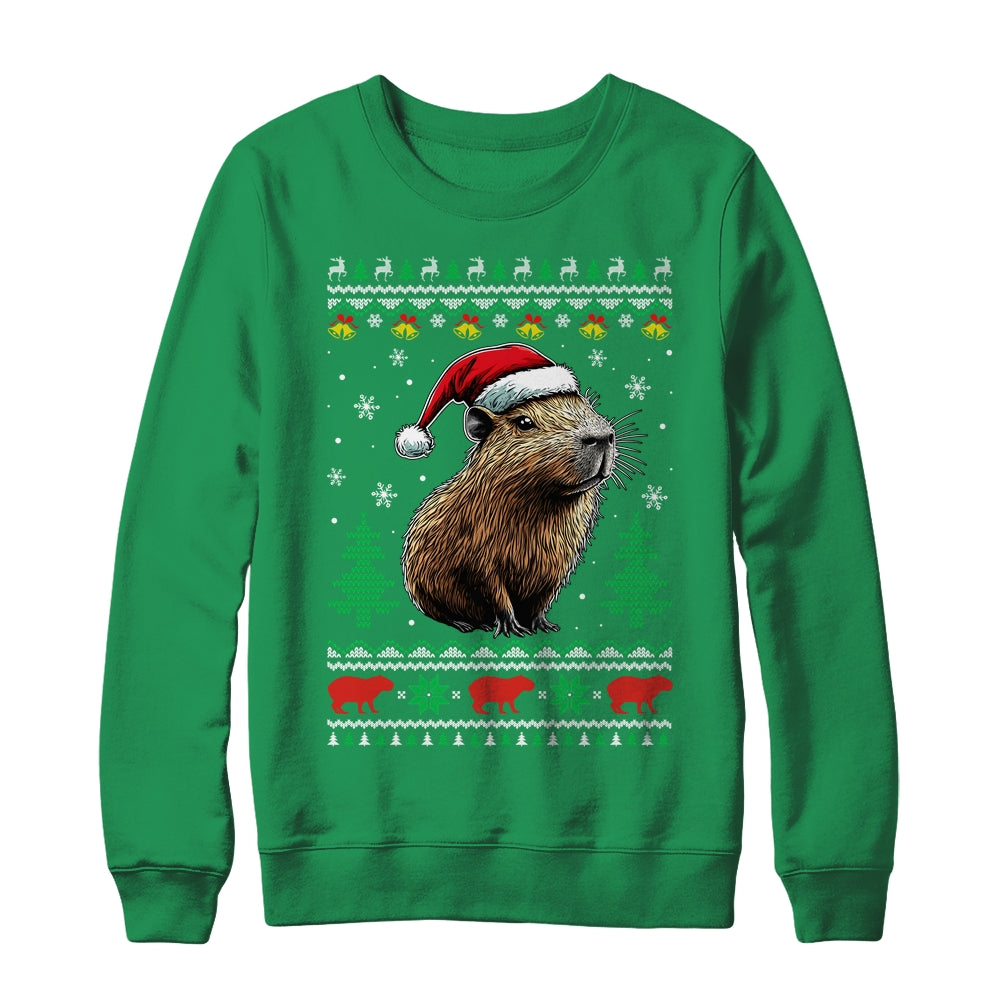 Capybara Santa Hat Ugly Christmas Capybara Lover Xmas Shirt & Sweatshirt | siriusteestore