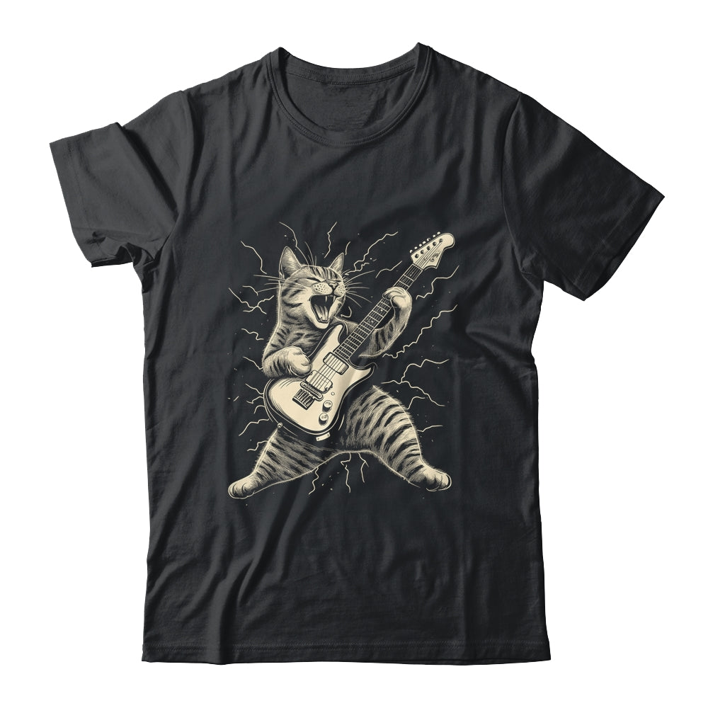 Cat Playing Guitar Rock Music Rock And Roll For Men Women Shirt & Hoodie | siriusteestore
