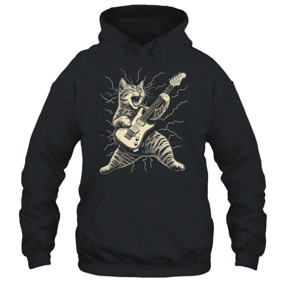 Cat Playing Guitar Rock Music Rock And Roll For Men Women Shirt & Hoodie | siriusteestore