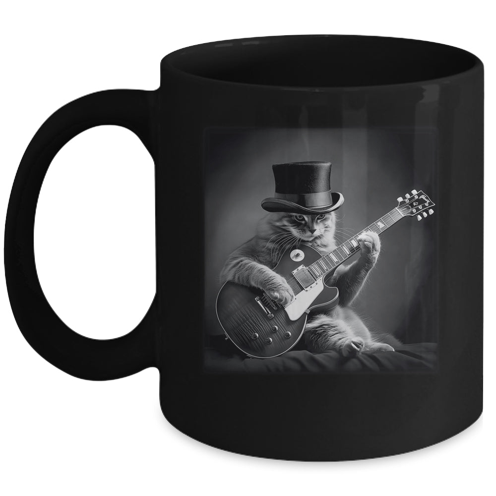 Cat Playing Guitar Rock Music Store Funny Cat For Men Women Mug | siriusteestore