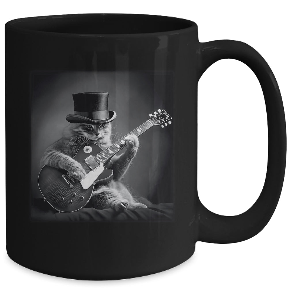Cat Playing Guitar Rock Music Store Funny Cat For Men Women Mug | siriusteestore