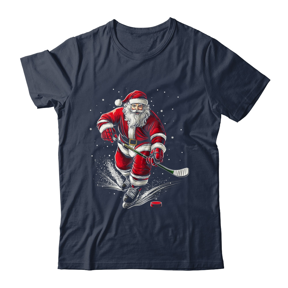 Christmas Sports Santa Playing Ice Hockey Xmas Men Women Shirt & Sweatshirt | siriusteestore