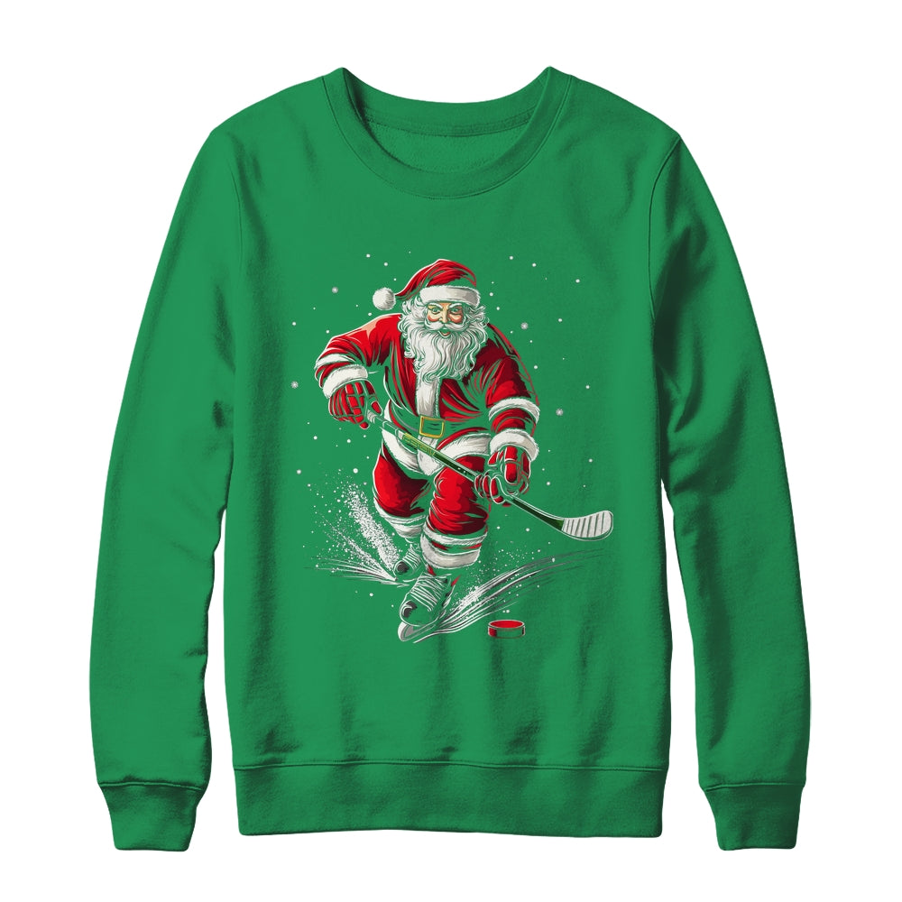 Christmas Sports Santa Playing Ice Hockey Xmas Men Women Shirt & Sweatshirt | siriusteestore