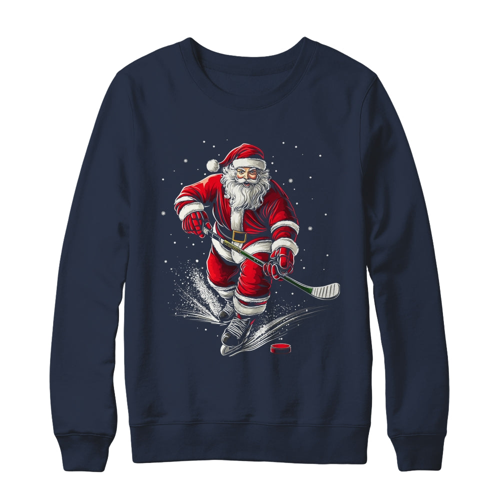 Christmas Sports Santa Playing Ice Hockey Xmas Men Women Shirt & Sweatshirt | siriusteestore