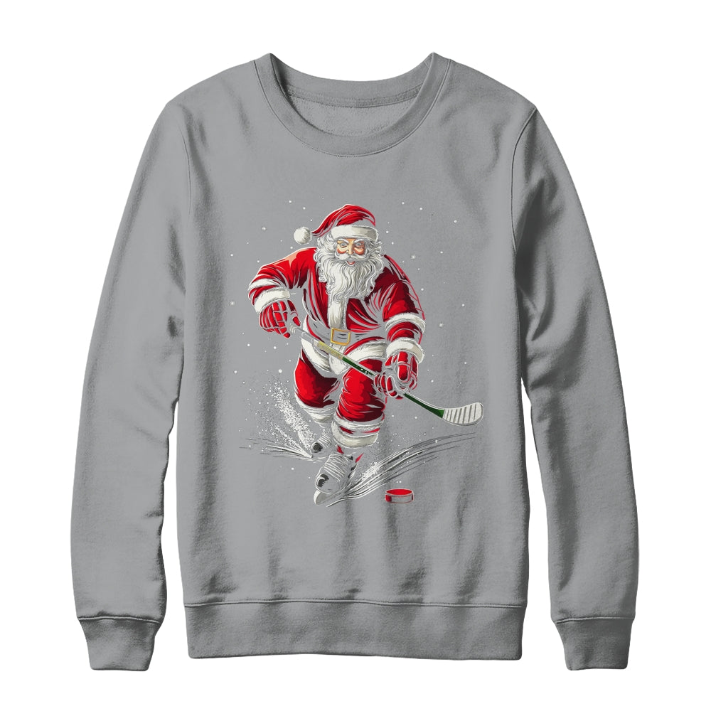 Christmas Sports Santa Playing Ice Hockey Xmas Men Women Shirt & Sweatshirt | siriusteestore
