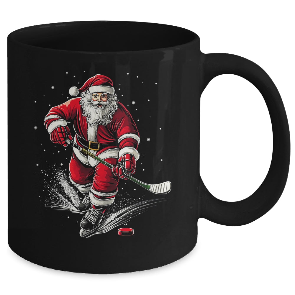 Christmas Sports Santa Playing Ice Hockey Xmas Men Women Mug | siriusteestore
