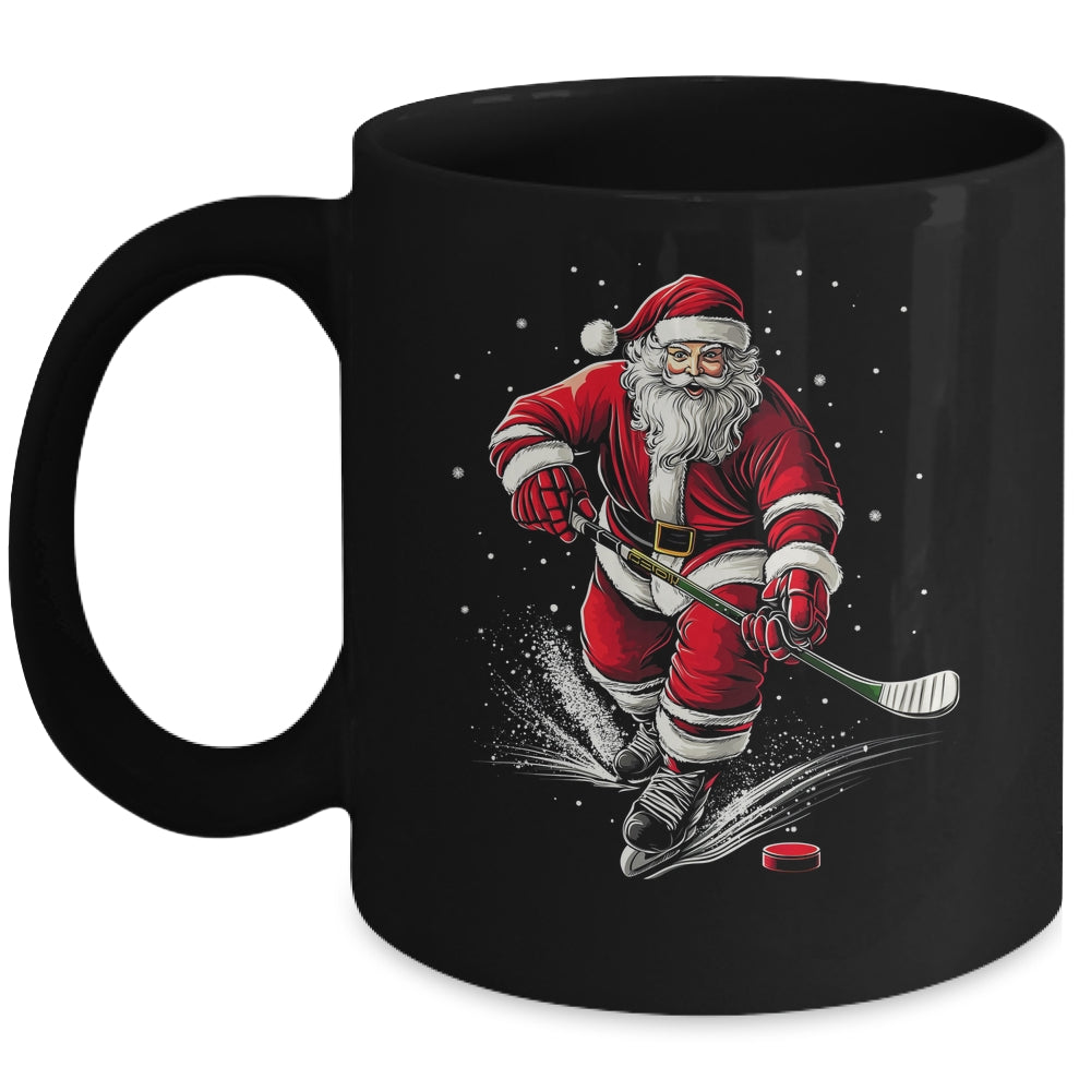 Christmas Sports Santa Playing Ice Hockey Xmas Men Women Mug | siriusteestore