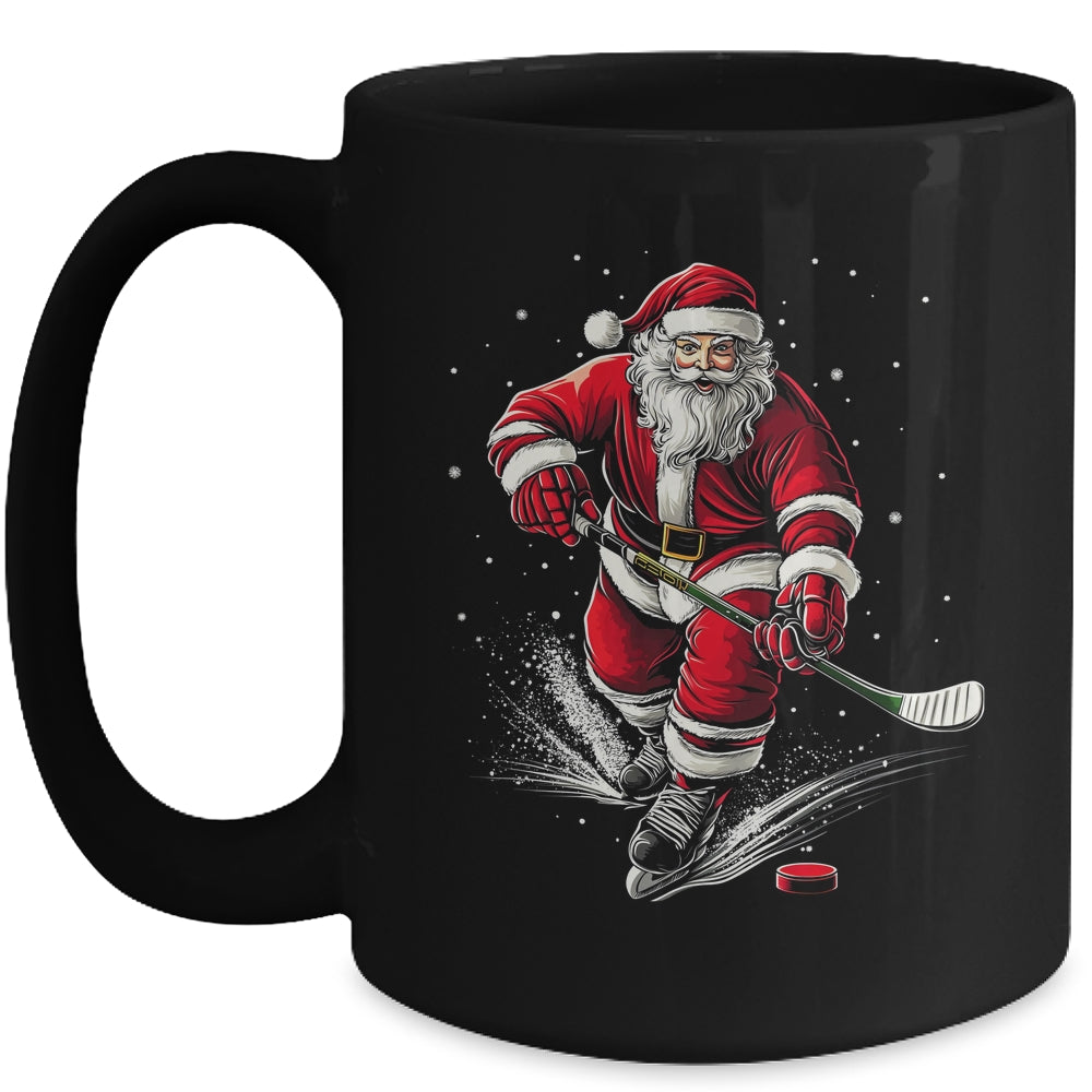 Christmas Sports Santa Playing Ice Hockey Xmas Men Women Mug | siriusteestore