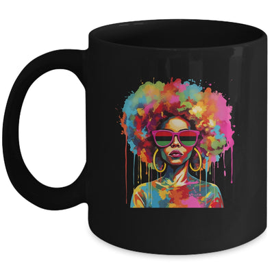 Colorful Art Black Queen Afro Melanin Dripping Juneteenth Mug | siriusteestore