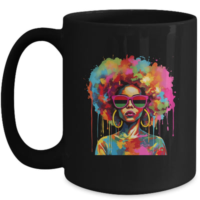 Colorful Art Black Queen Afro Melanin Dripping Juneteenth Mug | siriusteestore