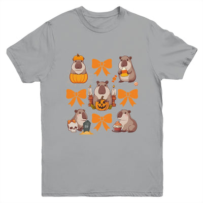 Cute Capybara Fall Halloween Capybara Coquette Bow Girls Youth Shirt | siriusteestore