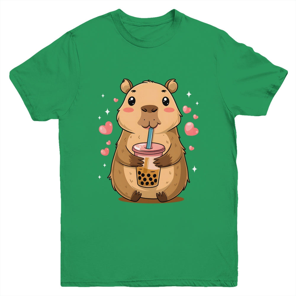 Cute Capybara Tea Bubble Rodent Women Teen Girls Kids Youth Shirt | siriusteestore
