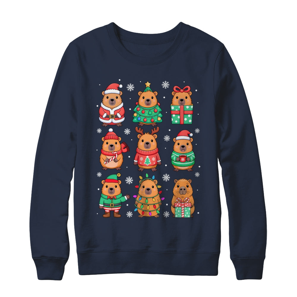 Cute Christmas Capybara Funny Family Xmas Men Women Kids Shirt & Sweatshirt | siriusteestore
