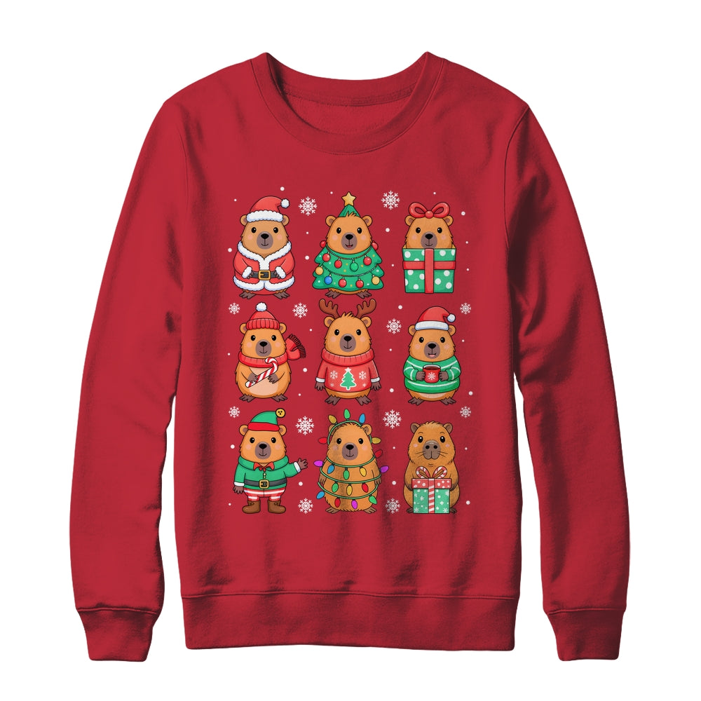 Cute Christmas Capybara Funny Family Xmas Men Women Kids Shirt & Sweatshirt | siriusteestore