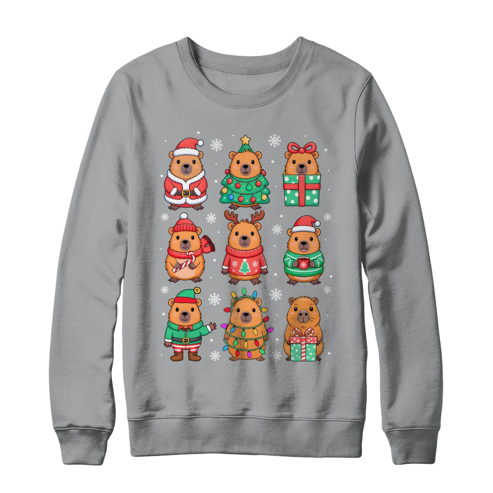 Cute Christmas Capybara Funny Family Xmas Men Women Kids Shirt & Sweatshirt | siriusteestore