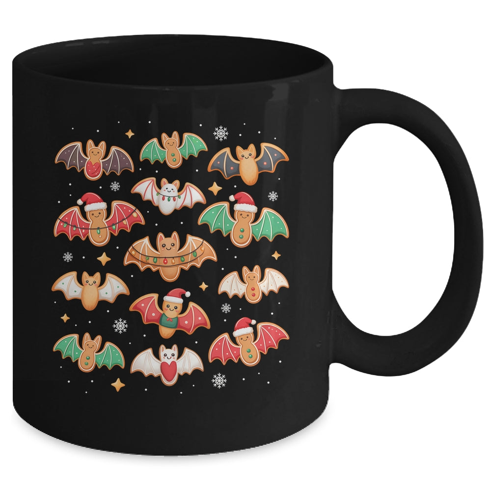 Cute Gingerbread Bats Spooky Christmas Cookie Graphic Mug | siriusteestore