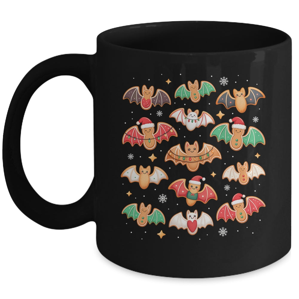 Cute Gingerbread Bats Spooky Christmas Cookie Graphic Mug | siriusteestore