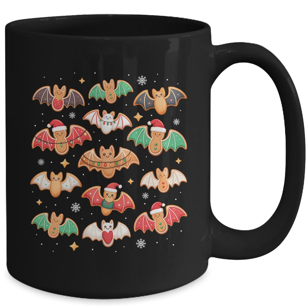 Cute Gingerbread Bats Spooky Christmas Cookie Graphic Mug | siriusteestore