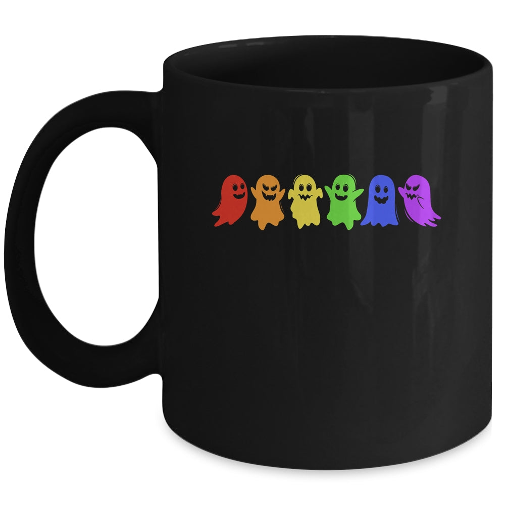 Cute LGBTQ Ghost LGBT Halloween Ghost Rainbow Gay Mug | siriusteestore