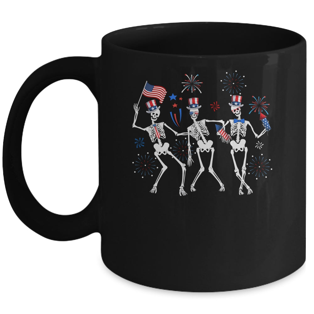 Dancing Skeleton 4th Of July American Flag Skellies Mug | siriusteestore