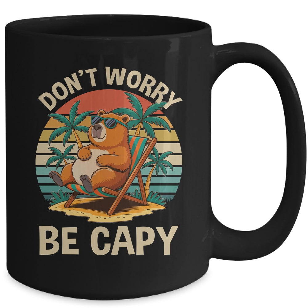 Dont Worry Be Capy Funny Capybara Retro Boys Girls Kids Mug | siriusteestore