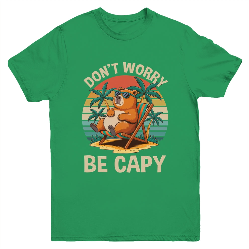 Dont Worry Be Capy Funny Capybara Retro Boys Girls Kids Youth Shirt | siriusteestore