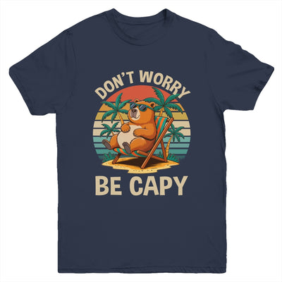 Dont Worry Be Capy Funny Capybara Retro Boys Girls Kids Youth Shirt | siriusteestore