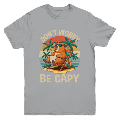 Dont Worry Be Capy Funny Capybara Retro Boys Girls Kids Youth Shirt | siriusteestore