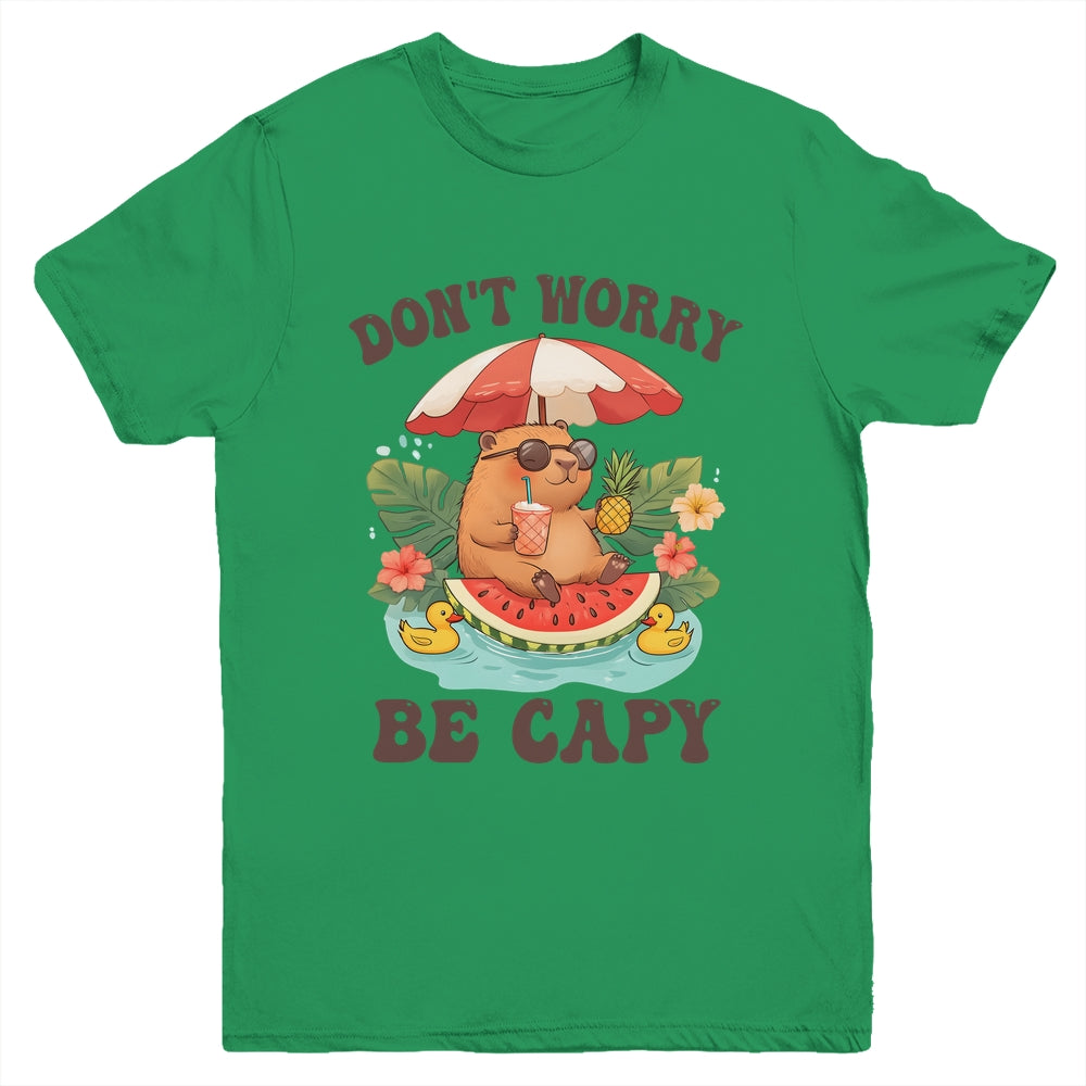 Dont Worry Be Capy Funny Capybara Youth Women Boys Kids Youth Shirt | siriusteestore